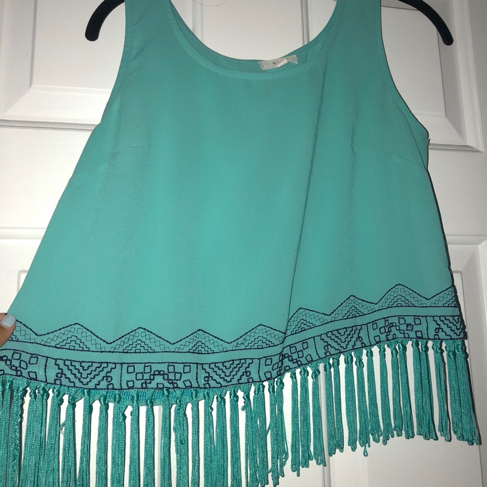 Aqua tassel top